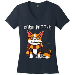 Corgi Potter Gift For Corgi Lovers Funny Pawter Dog Women's V-Neck T-Shirt