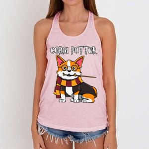 Corgi Potter Gift For Corgi Lovers Funny Pawter Dog Women's Knotted Racerback Tank