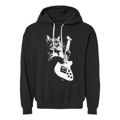 Cat Playing Guitar Garment-Dyed Fleece Hoodie