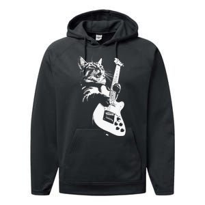 Cat Playing Guitar Performance Fleece Hoodie