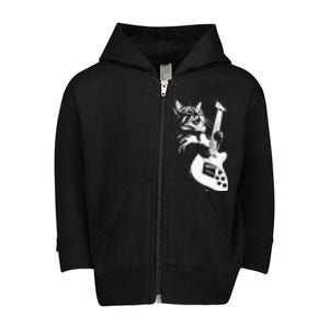 Cat Playing Guitar Toddler Zip Fleece Hoodie