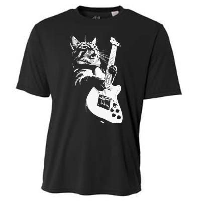 Cat Playing Guitar Cooling Performance Crew T-Shirt