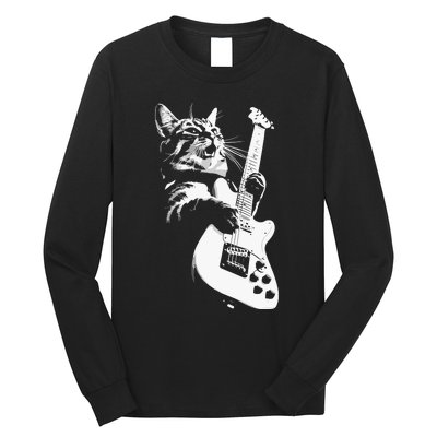 Cat Playing Guitar Long Sleeve Shirt