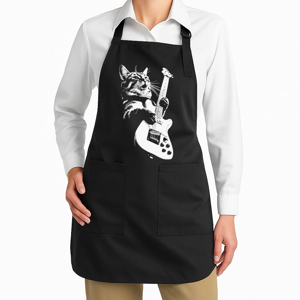 Cat Playing Guitar Apron