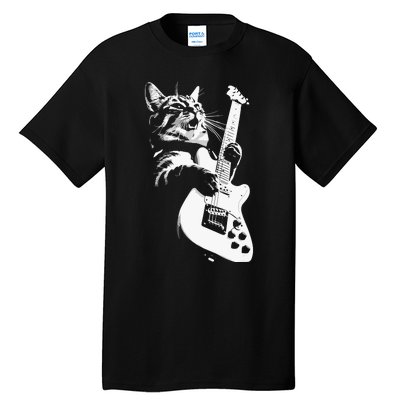 Cat Playing Guitar Tall T-Shirt