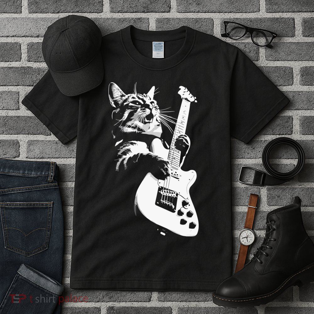 Cat Playing Guitar Tall T-Shirt