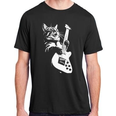 Cat Playing Guitar Adult ChromaSoft Performance T-Shirt