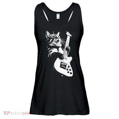 Cat Playing Guitar Ladies Essential Flowy Tank