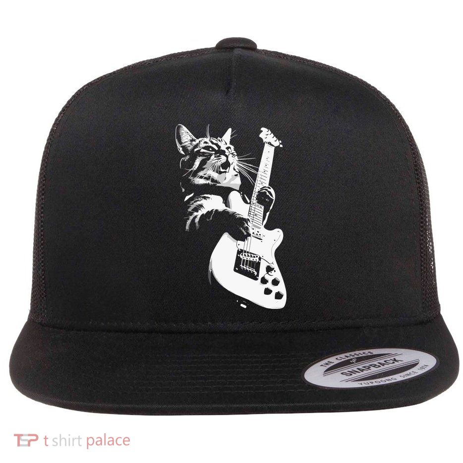 Cat Playing Guitar Flatbill Hat