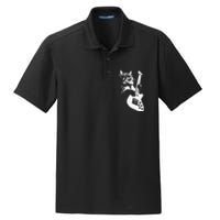 Cat Playing Guitar Dry Zone Grid Polo