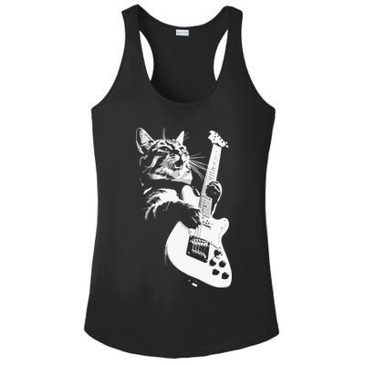 Cat Playing Guitar Ladies PosiCharge Competitor Racerback Tank