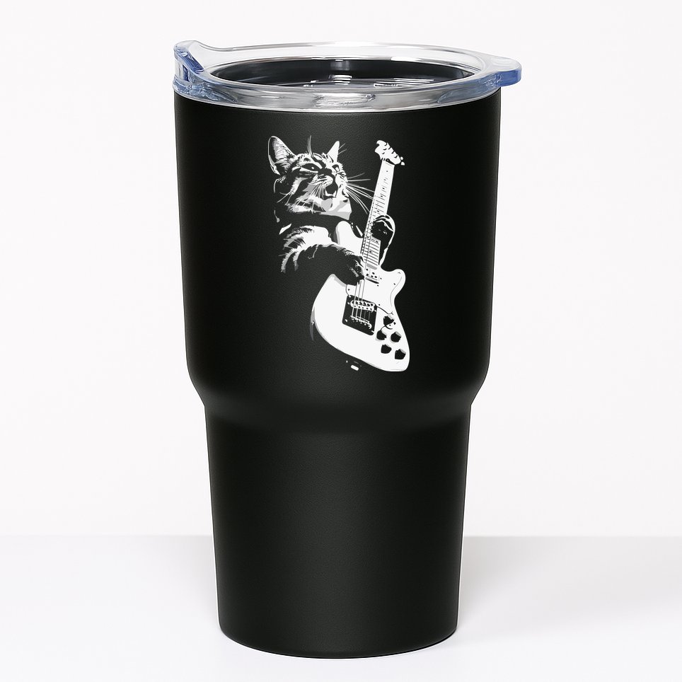 Cat Playing Guitar Tumbler