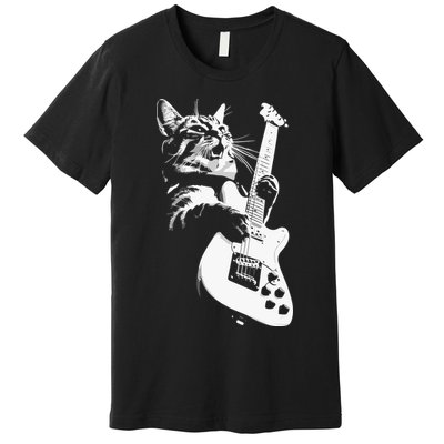 Cat Playing Guitar Premium T-Shirt