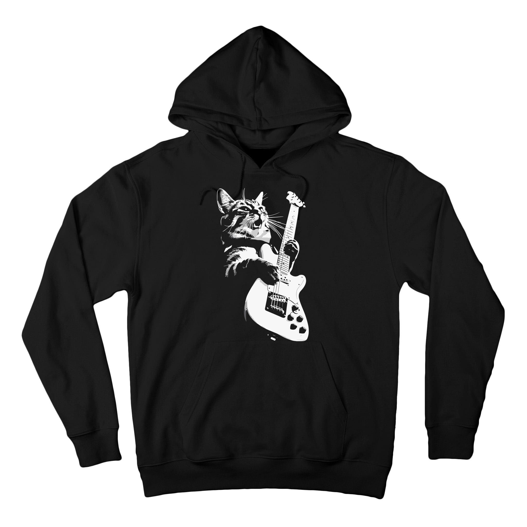 Cat Playing Guitar Tall Hoodie
