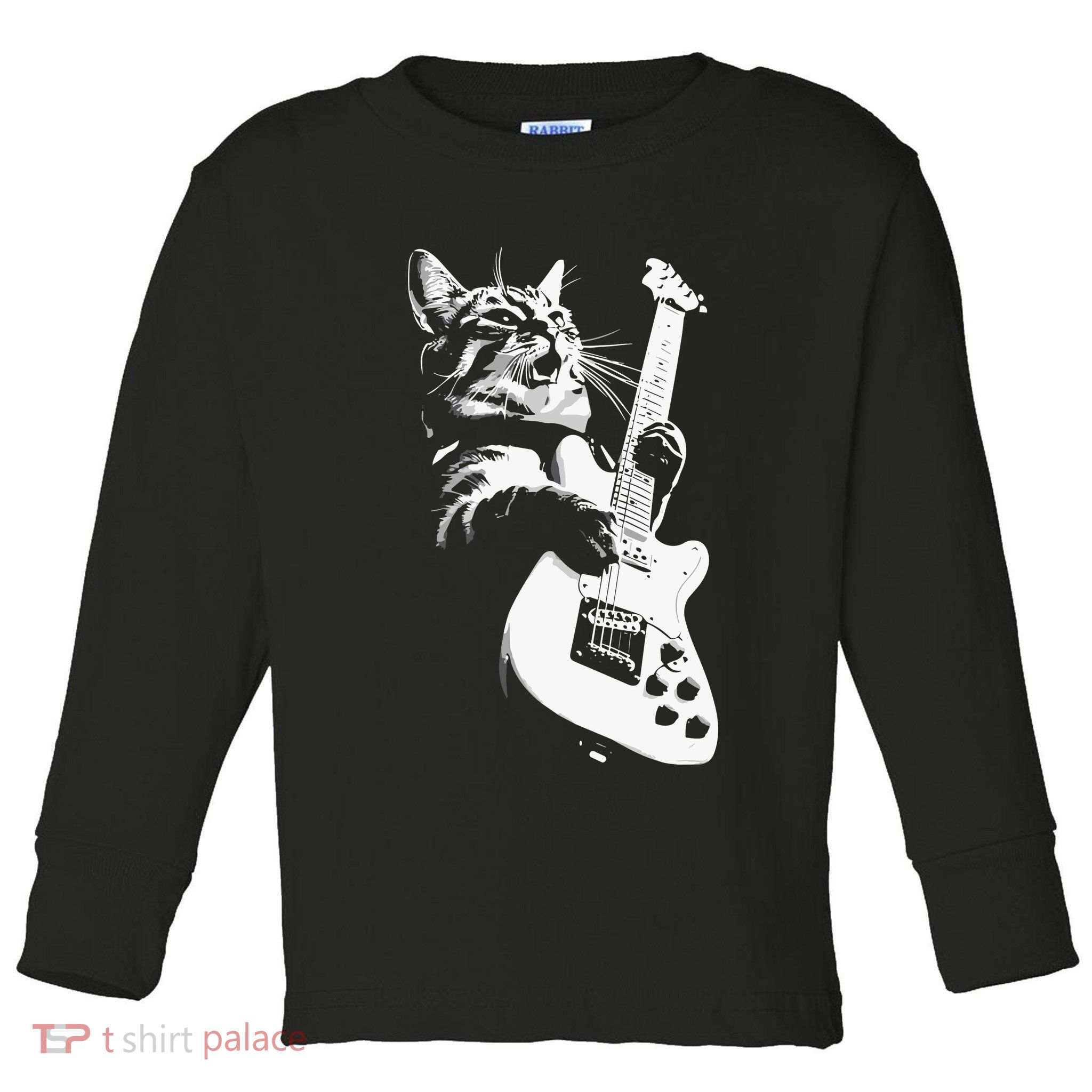 Cat Playing Guitar Toddler Long Sleeve Shirt