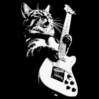 Cat Playing Guitar Women's Crop Top Tee