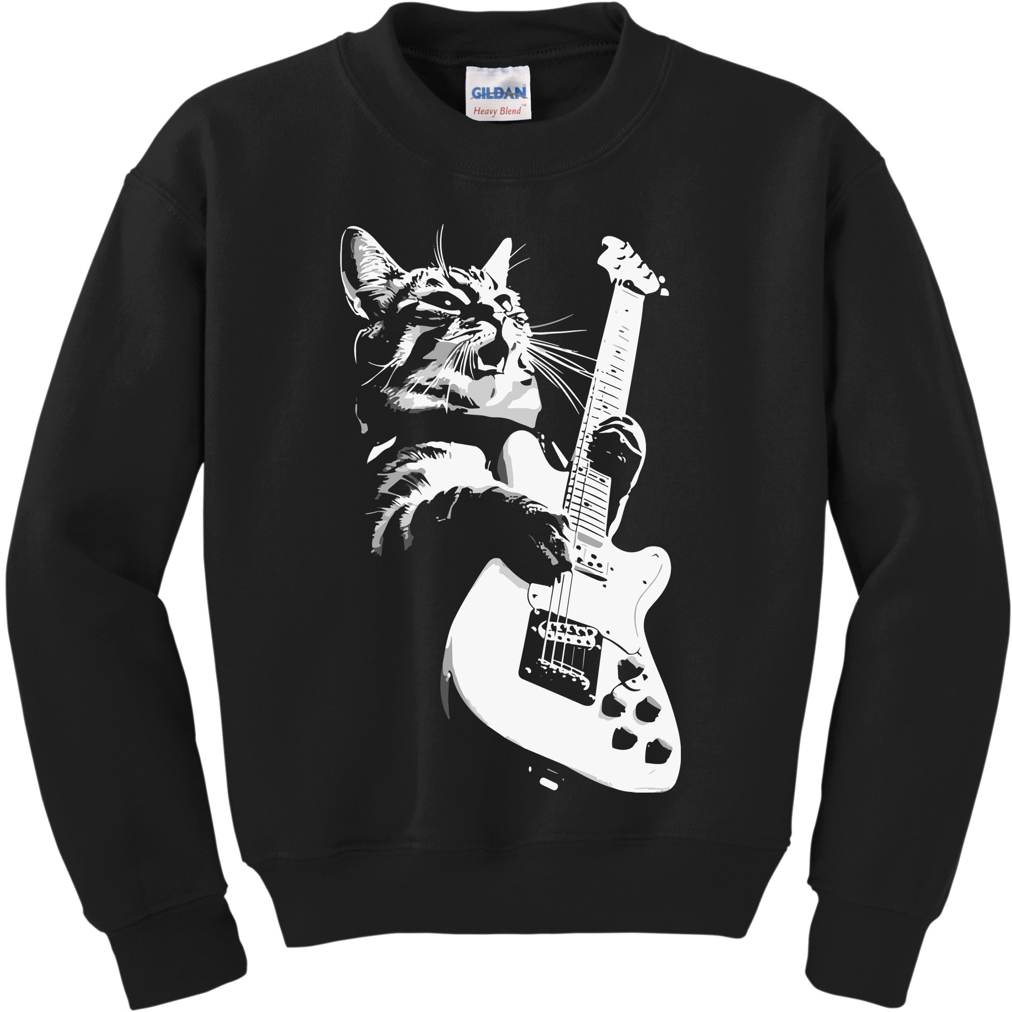 Cat Playing Guitar Kids Sweatshirt