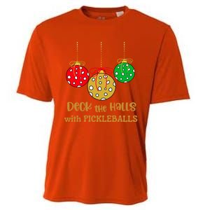 Christmas Pickleball Great Gift Deck The Halls With Pickleballs Gift Cooling Performance Crew T-Shirt