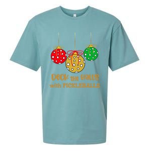 Christmas Pickleball Great Gift Deck The Halls With Pickleballs Gift Sueded Cloud Jersey T-Shirt