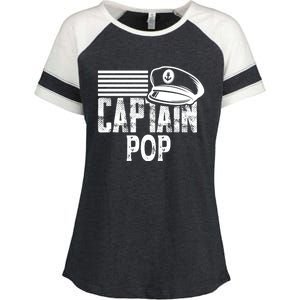 Captain Pop Gift Sailing Captain Hat Boat Owner Boating Gift Enza Ladies Jersey Colorblock Tee