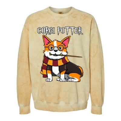 Corgi Potter Gift For Corgi Lovers Colorblast Crewneck Sweatshirt