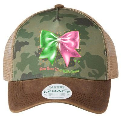 Cute Pink Goes Well With Green Ribbon Bow Legacy Tie Dye Trucker Hat