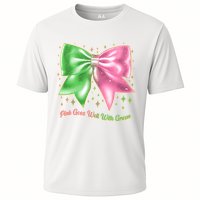 Cute Pink Goes Well With Green Ribbon Bow Performance Shirt