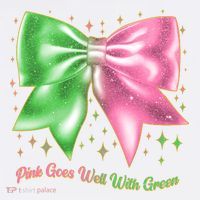 Cute Pink Goes Well With Green Ribbon Bow T-Shirt