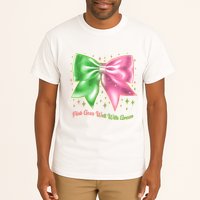 Cute Pink Goes Well With Green Ribbon Bow Tall T-Shirt