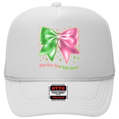 Cute Pink Goes Well With Green Ribbon Bow Trucker Hat