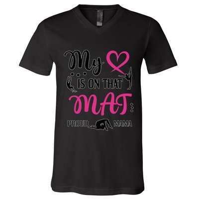 Cute Proud Gymnastics Mama Gymnastics Mom V-Neck T-Shirt