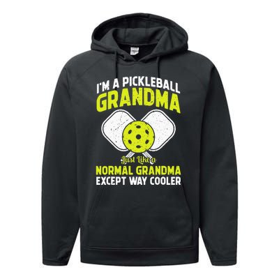 Cool Pickleball Grandma Art For Mom Pickleball Player Performance Fleece Hoodie