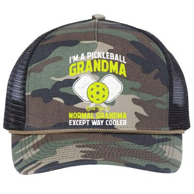 Cool Pickleball Grandma Art For Mom Pickleball Player Retro Rope Trucker Hat Cap