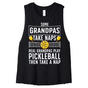 Cool Pickleball Grandpa Paddle Sport Pickleball Player Women's Racerback Cropped Tank