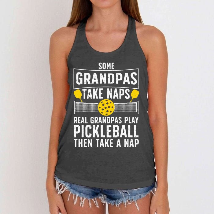 Cool Pickleball Grandpa Paddle Sport Pickleball Player Women's Knotted Racerback Tank