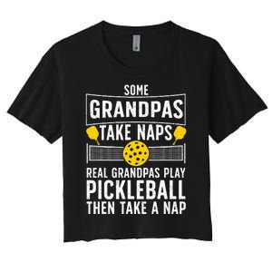 Cool Pickleball Grandpa Paddle Sport Pickleball Player Women's Crop Top Tee