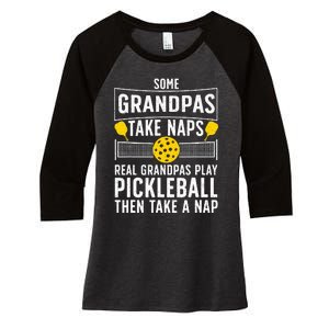 Cool Pickleball Grandpa Paddle Sport Pickleball Player Women's Tri-Blend 3/4-Sleeve Raglan Shirt