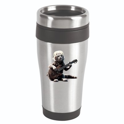 Cat Playing Guitar Funny Rock Music Gifts 16oz Travel Tumbler