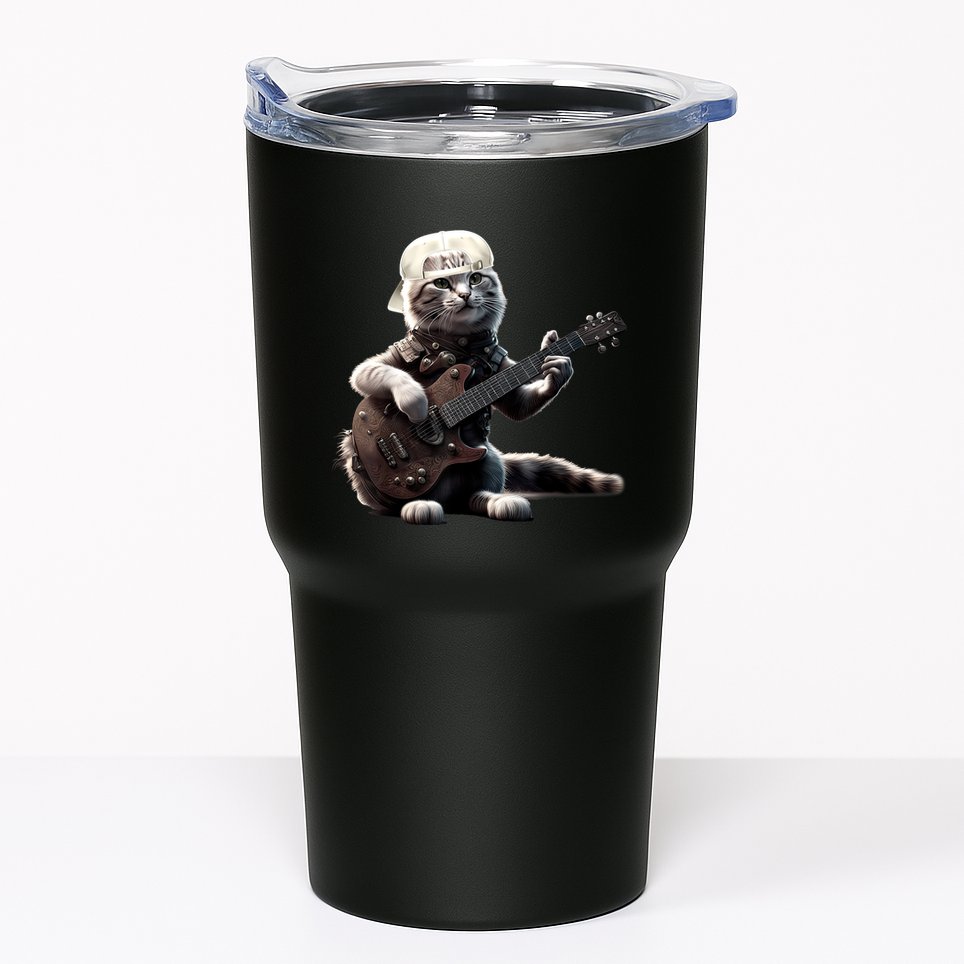 Cat Playing Guitar Funny Rock Music Gifts Tumbler