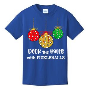 Christmas Pickleball Gift Deck The Halls With Pickleballs Gift Kids T-Shirt