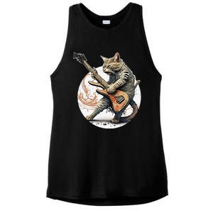 Cat Playing Guitar Rock Cat Heavy Metal Cat Music Cat Ladies PosiCharge Tri-Blend Wicking Tank