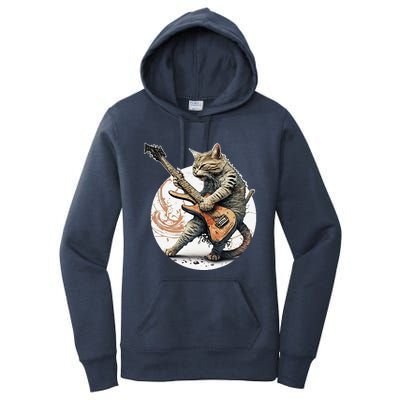 Cat Playing Guitar Rock Cat Heavy Metal Cat Music Cat Women's Pullover Hoodie