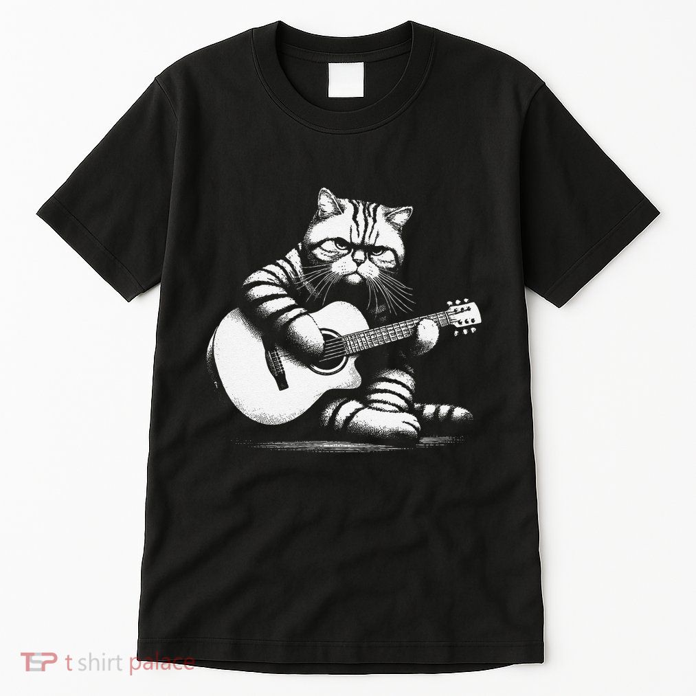 Cat Playing Guitar Acoustic Guitar Tall T-Shirt