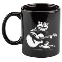 Cat Playing Guitar Acoustic Guitar 11oz C Handle Ceramic Mug