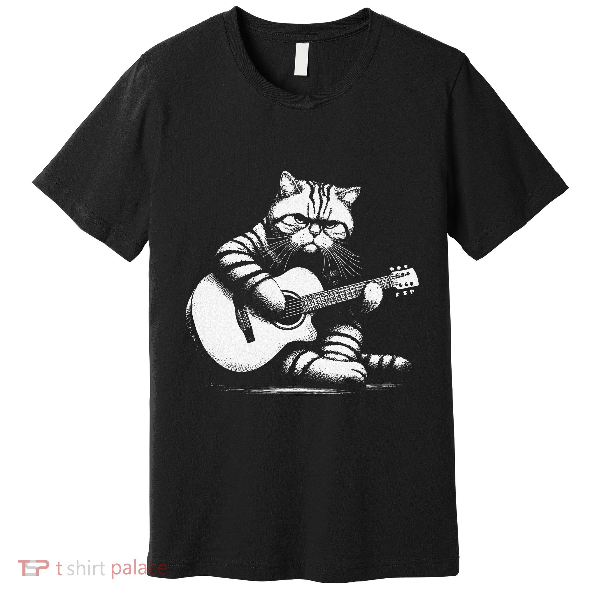 Cat Playing Guitar Acoustic Guitar Premium T-Shirt
