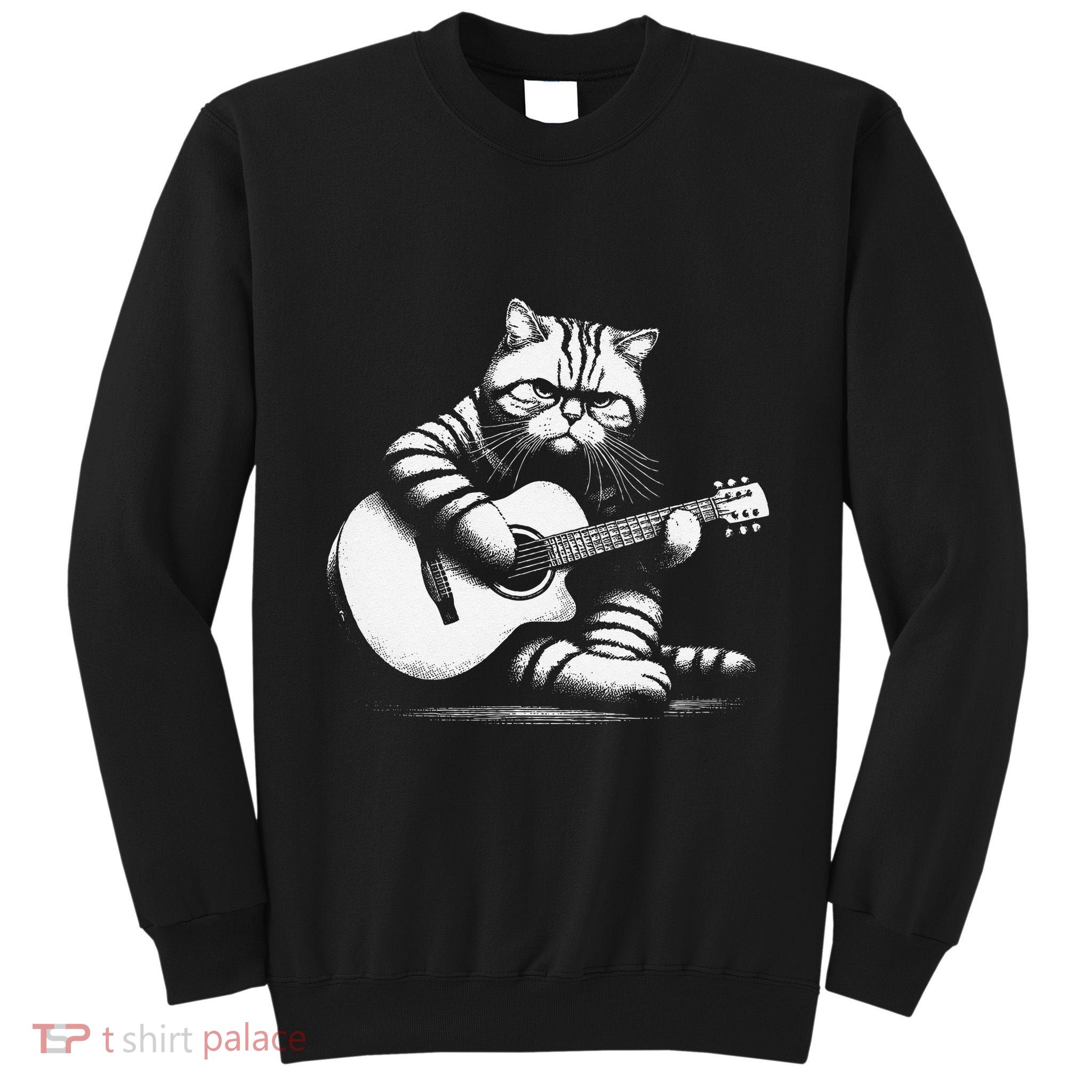 Cat Playing Guitar Acoustic Guitar Tall Sweatshirt