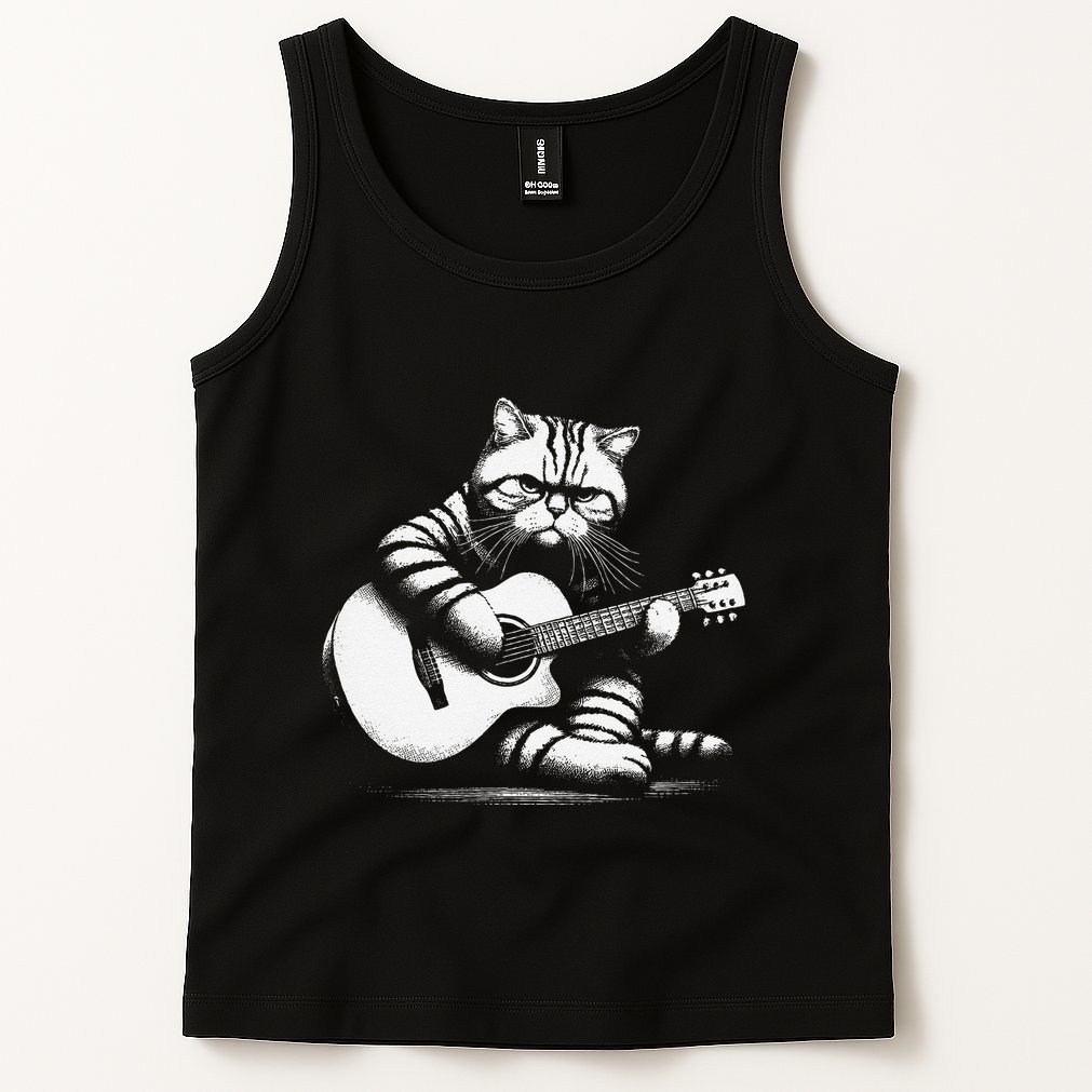 Cat Playing Guitar Acoustic Guitar Tank Top