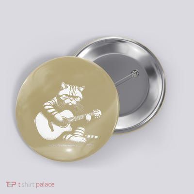 Cat Playing Guitar Acoustic Guitar Button