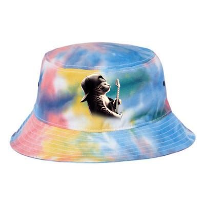 Cat Playing Guitar Funny Rock Music Guitar Cat Tie Dye Newport Bucket Hat