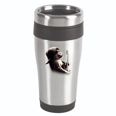 Cat Playing Guitar Funny Rock Music Guitar Cat 16oz Travel Tumbler